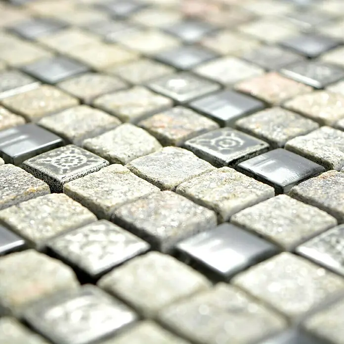 Mosaikfliese Quadrat Crystal Mix XCM M710 - 30 x 30 cm, Grau, Matt - Detailaufnahme
