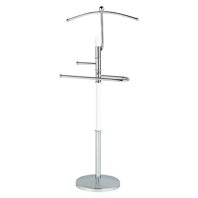 BHP Herrendiener - L x B x H: 28 x 45,5 x 111 cm, Belastbarkeit: 2 kg, Weiß/Silber - Vorderansicht