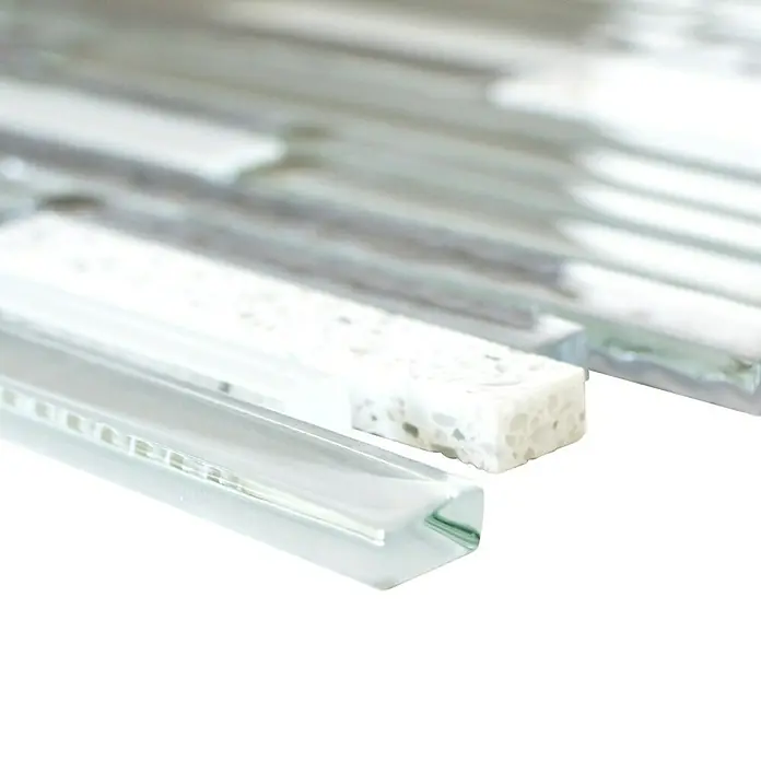 Mosaikfliese Multistick Crystal Mix XCM MS90 - 29,8 x 29,8 cm, Grau, Glänzend - Detailaufnahme