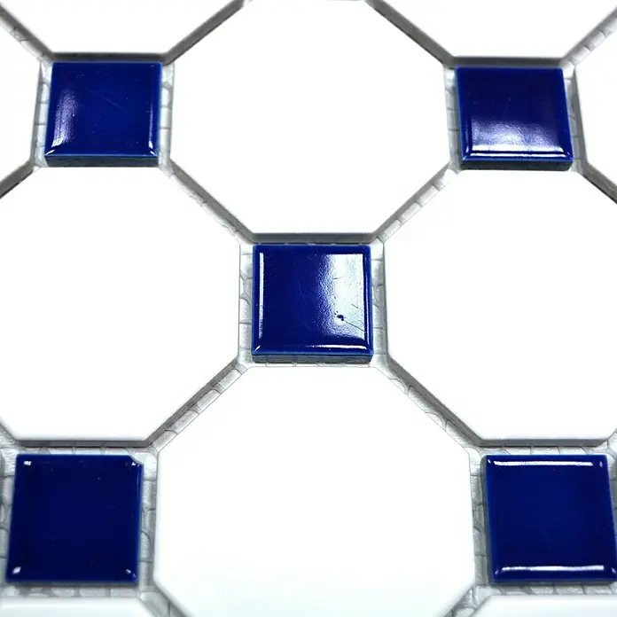 Mosaikfliese Octagon OCTA G464 - 29,5 x 29,5 cm, Blau/Weiß, Matt - Detailaufnahme