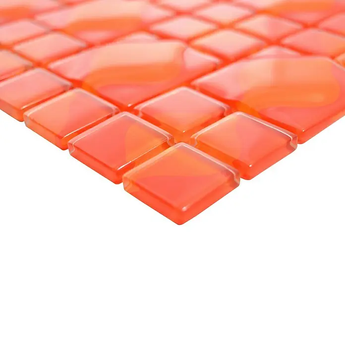 Mosaikfliese Quadrat WAVY 25 - 30 x 30 cm, Rot, Glänzend - Detailaufnahme