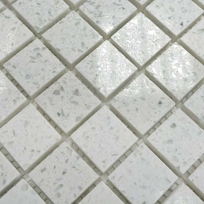 Mosaikfliese Quadrat Artifical XCM ASM21 - 30,5 x 30,5 cm, Weiß, Glänzend - Detailaufnahme