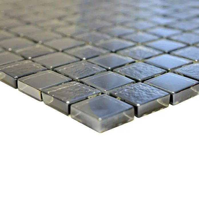 Mosaikfliese Quadrat Crystal Mix XCM 8LU89 - 29,8 x 29,8 cm, Schwarz, Glänzend - Detailaufnahme