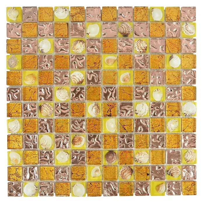 Mosaikfliese Quadrat Crystal Muschel XCM 8OP10 - 30 x 30 cm, Orange, Glänzend - Ansicht von oben