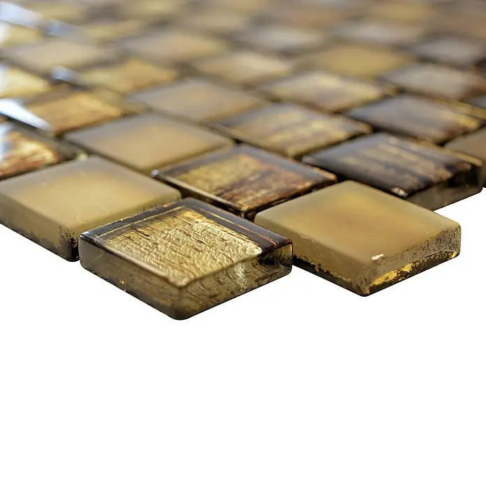 Mosaikfliese Quadrat Crystal Struktur XCM CF85 - 28,6 x 31,8 cm, Braun, Glänzend - Detailaufnahme