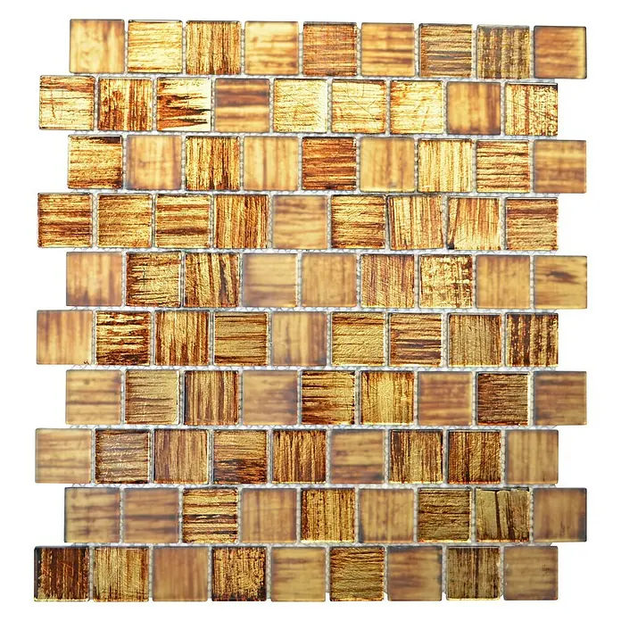 Mosaikfliese Quadrat Crystal Struktur CM CF45 - 28,6 x 31,8 cm, Braun, Glänzend - Ansicht von oben