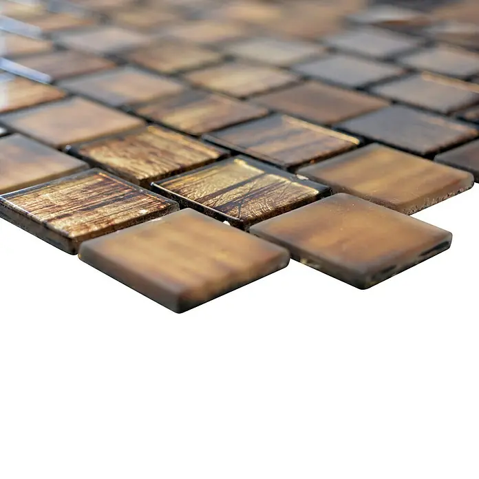 Mosaikfliese Quadrat Crystal Struktur CM CF45 - 28,6 x 31,8 cm, Braun, Glänzend - Detailaufnahme