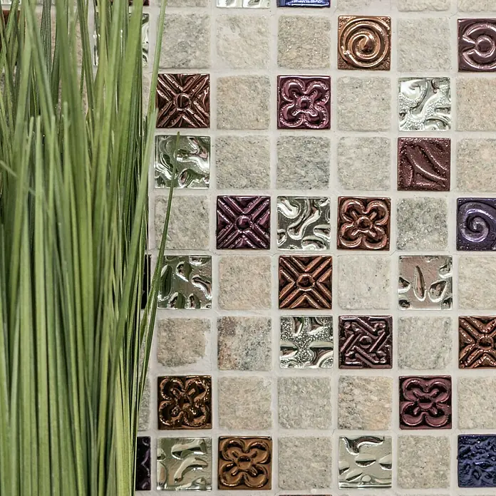 Mosaikfliese Quadrat Crystal Mix XCM CR37 - 29,8 x 29,8 cm, Grau, Matt - Detailaufnahme
