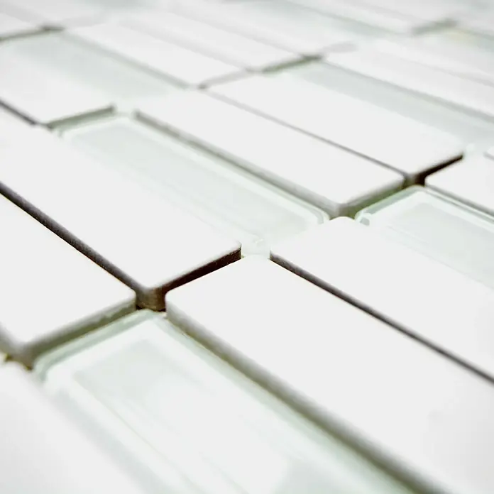 Mosaikfliese Stäbchen Mix ST 325 - 29,7 x 29 cm, Weiß, Matt - Detailaufnahme