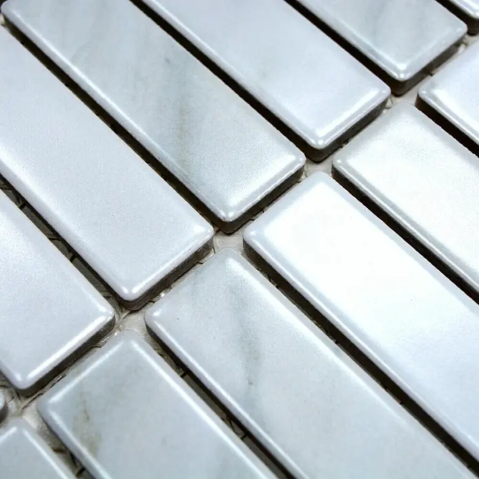 Mosaikfliese Stäbchen Uni ST SO 01 - 29,7 x 29 cm, Weiß, Matt - Detailaufnahme