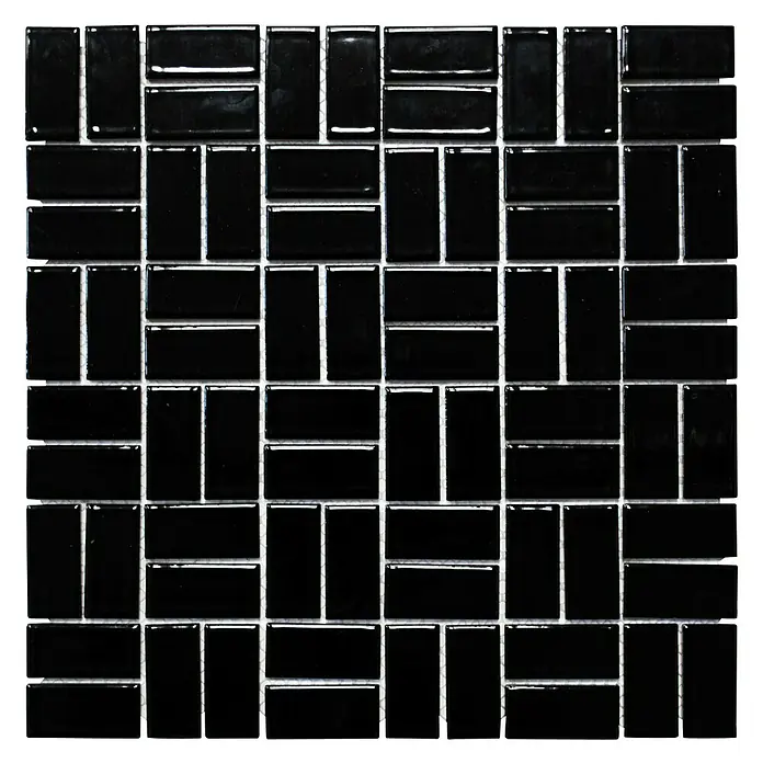Mosaikfliese Windmühle Uni CWM 8BG - 29,8 x 29,8 cm, Schwarz, Glänzend - Ansicht von oben