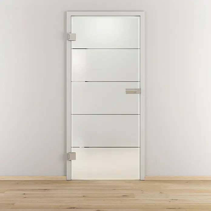 Diamond Doors Glasdrehtür Lines Positiv - 834 x 1.972 mm, DIN Links, Einscheibensicherheitsglas (ESG) - Stimmungsaufnahme