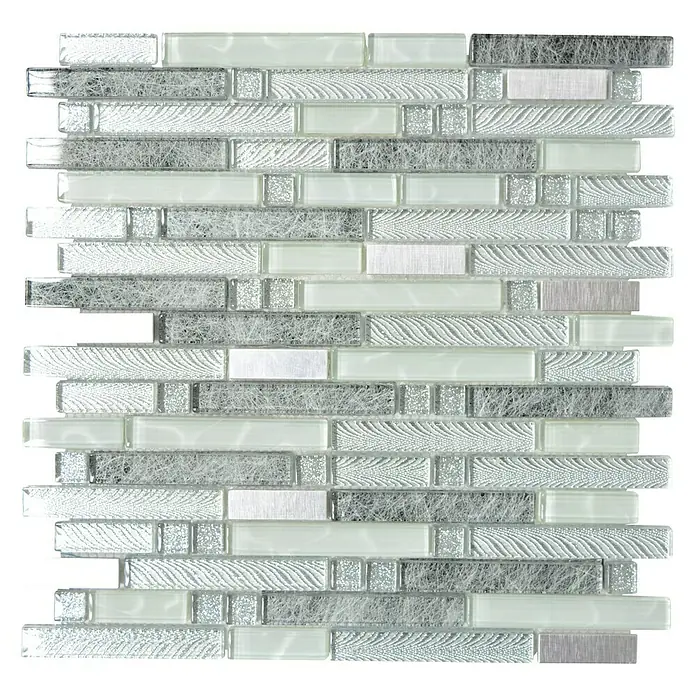Mosaikfliese Verbund Crystal Mix XCM MV698 - 29,8 x 30,4 cm, Grau/Silber, Glänzend - Ansicht von oben