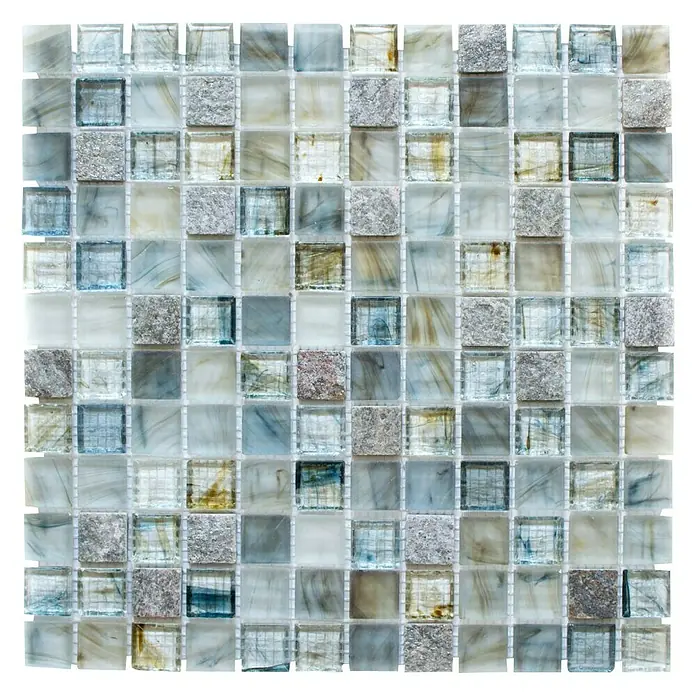 Mosaikfliese Quadrat Crystal Mix XCR 2505 - 30,2 x 30,2 cm, Grau, Glänzend - Ansicht von oben