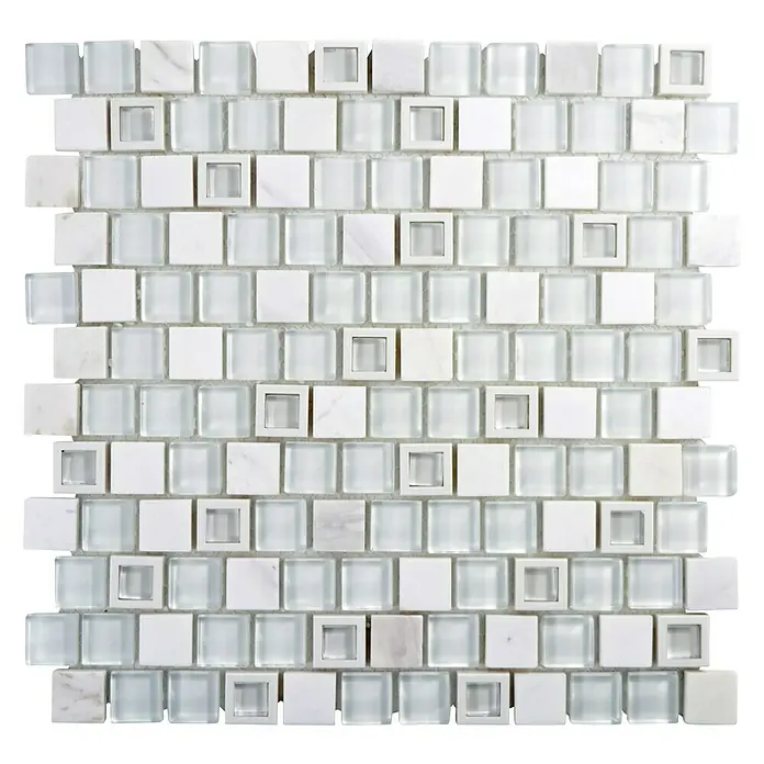 Mosaikfliese Quadrat Crystal Mix XCP BM11 - 30 x 30 cm, Weiß, Glänzend - Ansicht von oben