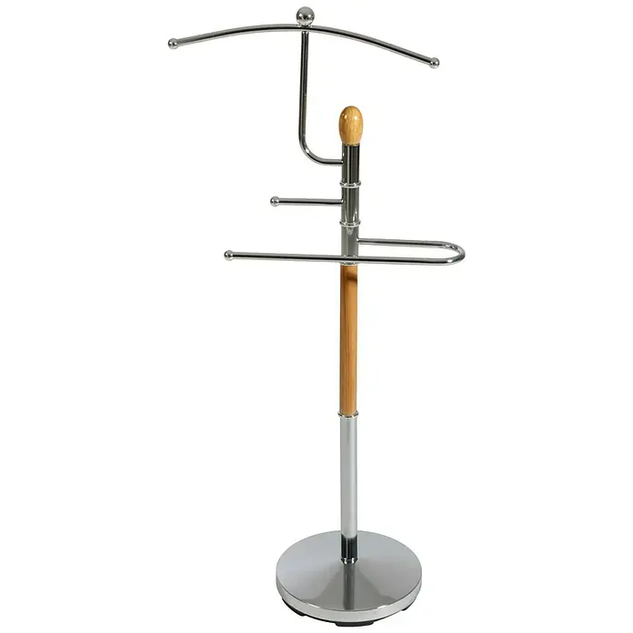 BHP Herrendiener - L x B x H: 28 x 45,5 x 111 cm, Belastbarkeit: 2 kg, Holz natur/Silber - Vorderansicht
