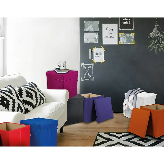 Phönix Sitz- & Aufbewahrungsbox Stor it - L x B x H: 41 x 41 x 44 cm, Polyester, Weiß - Stimmungsaufnahme