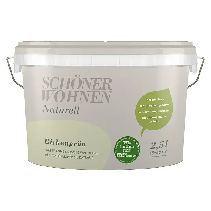 SCHÖNER WOHNEN-Farbe Wandfarbe Naturell - Birkengrün, 2,5 l, Matt