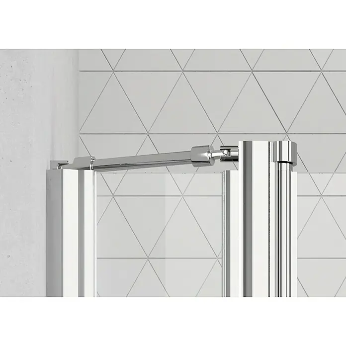 Camargue Vario Eckdusche S3+S16+S7+S18 - 150 x 90 x 195 cm, Silber, Stärke: 6 mm - Vorderansicht