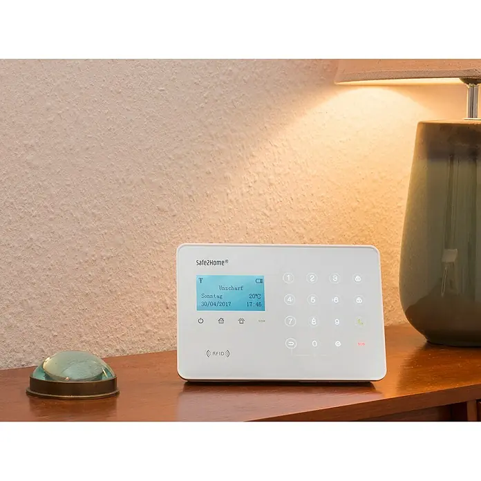 Safe2Home Alarmanlagen-Set SP110 Komplett mit Solar Außensirene - Mit Solar-Außensirene, L x B x H: 195 x 136 x 31 mm - Linke Seitenansicht