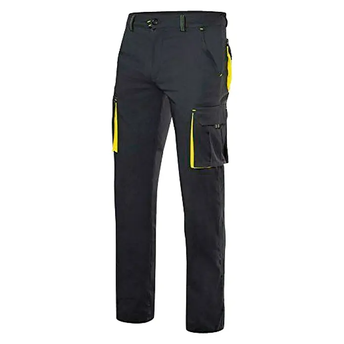 Velilla Pantalones de trabajo Stretch multibolsillos - 58, Negro/Amarillo neón, 16% poliéster, 46% algodón, 38% EMET