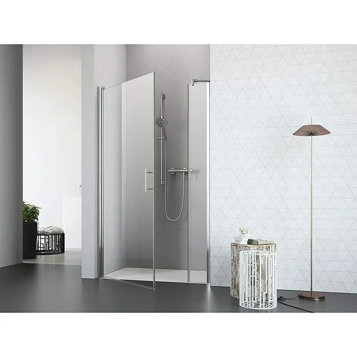 Camargue Vario Nischendusche S1+S17 - 95 x 195 cm, Stärke: 6 mm, Silber - Vorderansicht