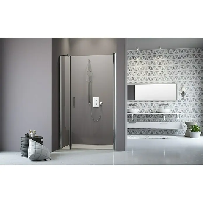Camargue Vario Nischendusche S1+S17 - 95 x 195 cm, Stärke: 6 mm, Silber - Vorderansicht