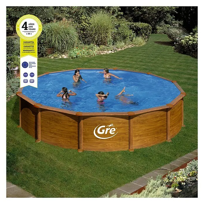 Gre Piscina circular desmontable Mauritius - Ø x Al: 550 x 132 cm, 27.798 l, Marrón claro