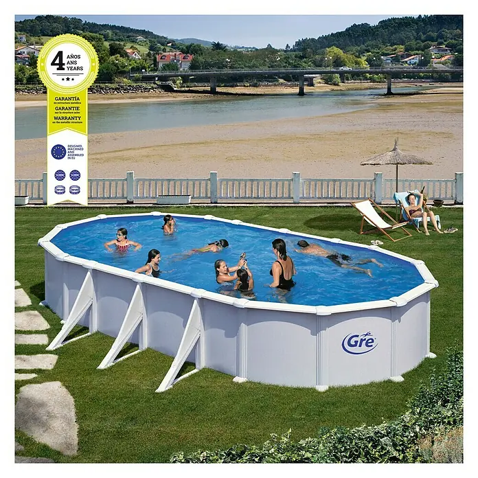 Gre Piscina ovalada desmontable Atlantis - L x An x Al: 800 x 470 x 132 cm, 37.474 l, Blanco