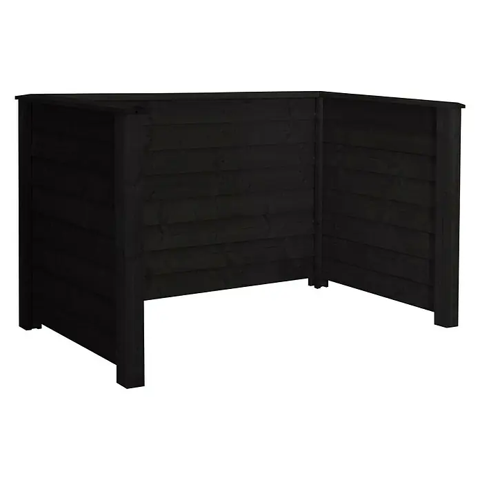Plus Mülltonnenverkleidung Klink Profil - Außenbreite inkl. Dachüberstand: 194 cm, Außentiefe inkl. Dachüberstand: 97 cm, Holz, Schwarz - Linke Seitenansicht