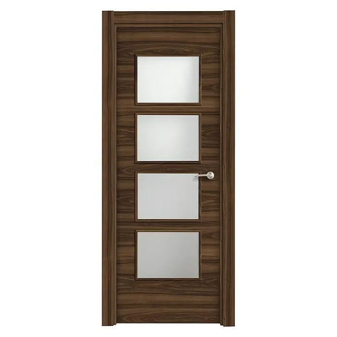 Solid Elements Puerta acristalada Nogal - 82,5 x 203 cm, Izquierda, Nogal, Macizo, Vidriera