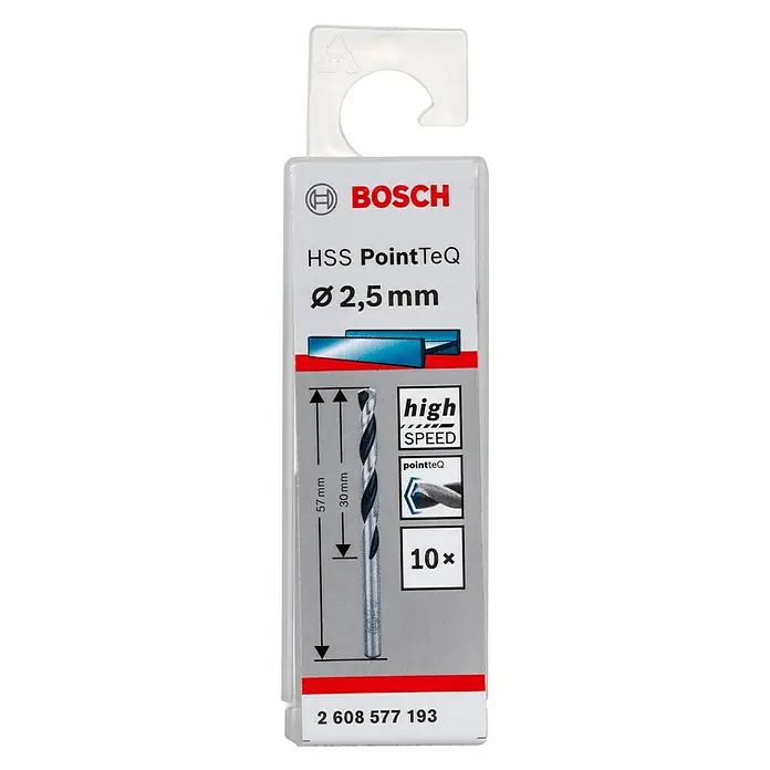 Bosch Broca para metal - Diámetro: 2,5 mm, Largo: 57 mm, 10 ud.
