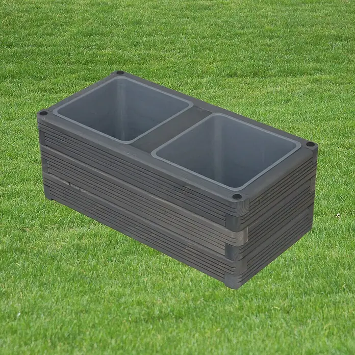 Pflanzkasten - Außenmaß (L x B x H): 34,5 x 68 x 26 cm, Holz, Anthrazit