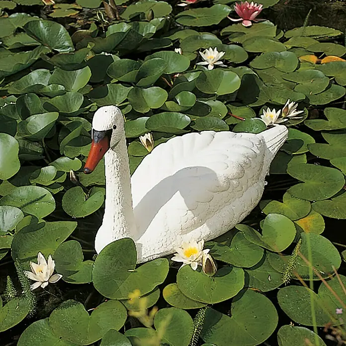 Ubbink Dekofigur Schwan - 36 x 85 x 46 cm, Kunststoff, Weiß - Stimmungsaufnahme
