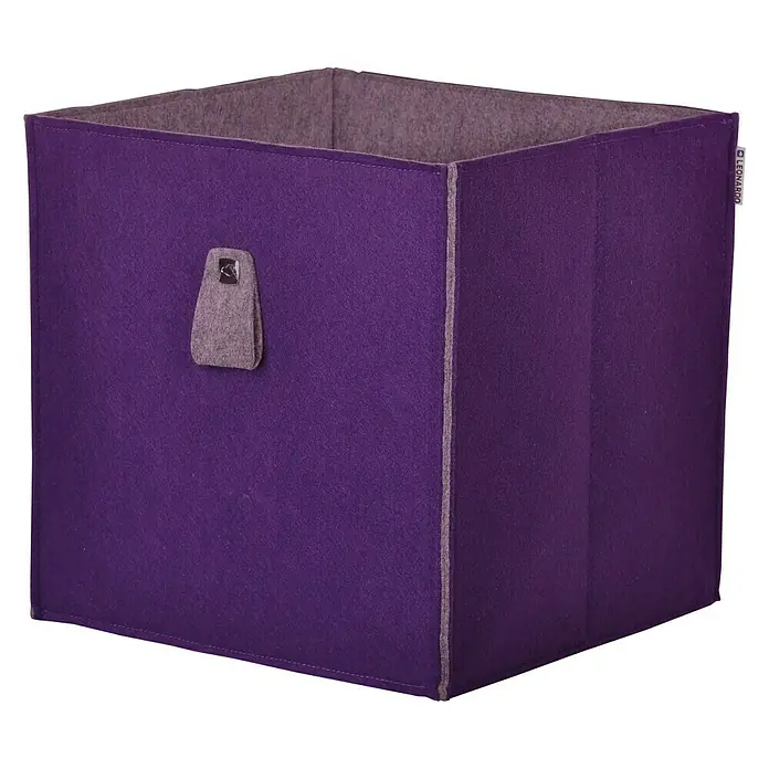Phönix Atlanta Aufbewahrungsbox - L x B x H: 34 x 34 x 34 cm, Filz, Violett/Grau - Linke Seitenansicht