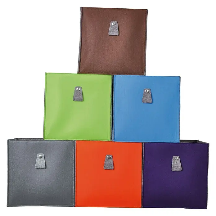 Phönix Atlanta Aufbewahrungsbox - L x B x H: 34 x 34 x 34 cm, Filz, Greenery/Grau