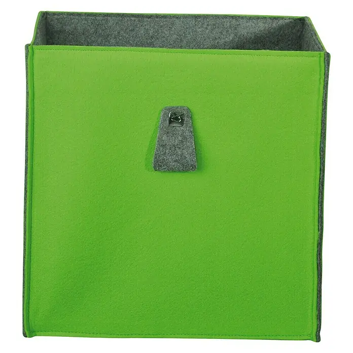 Phönix Atlanta Aufbewahrungsbox - L x B x H: 34 x 34 x 34 cm, Filz, Greenery/Grau - Linke Seitenansicht