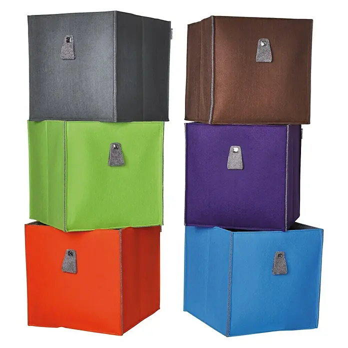 Phönix Atlanta Aufbewahrungsbox - L x B x H: 34 x 34 x 34 cm, Filz, Greenery/Grau