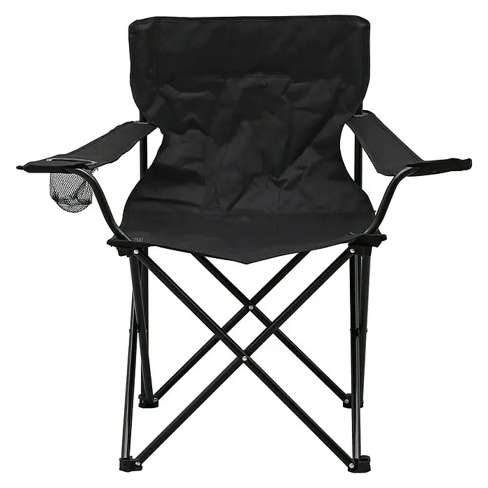 Campingstuhl - 52 cm, Polyester, Schwarz - Vorderansicht
