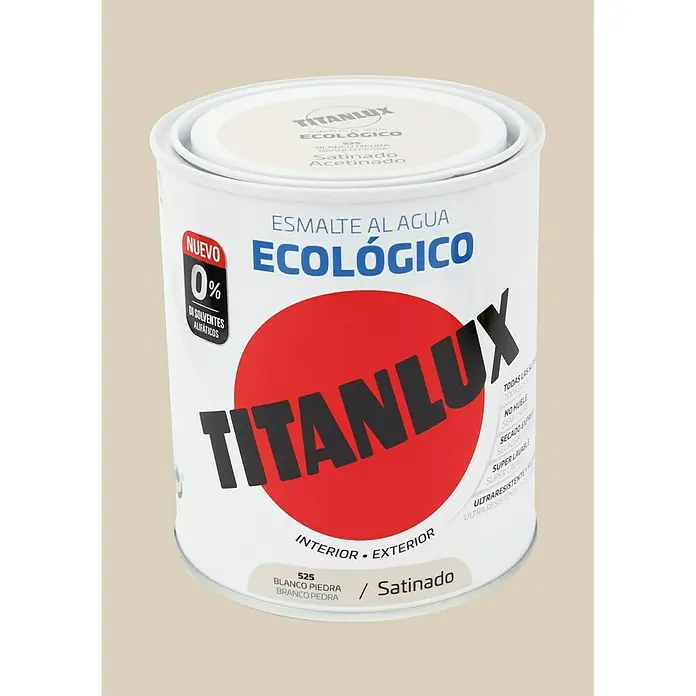 Titanlux Esmalte de color Eco - Blanco piedra, 750 ml, Satinado