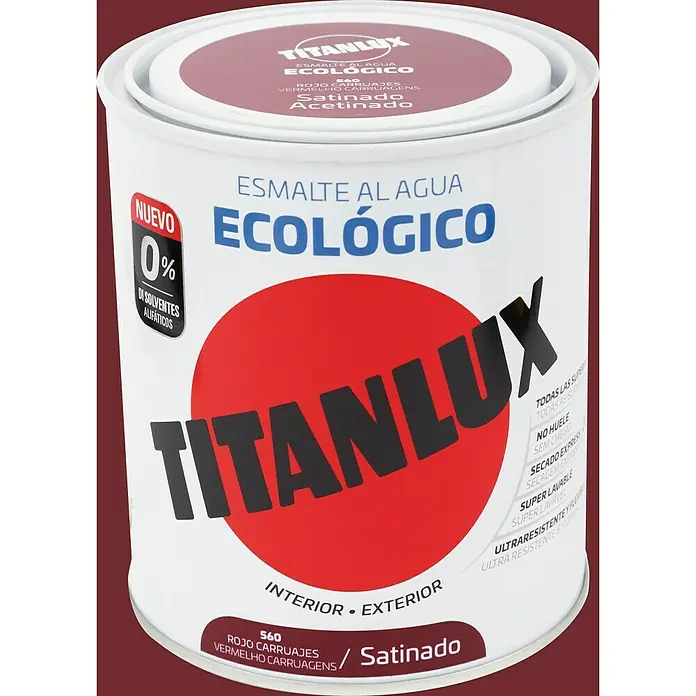 Titanlux Esmalte de color Eco - Rojo carruajes, 750 ml, Satinado