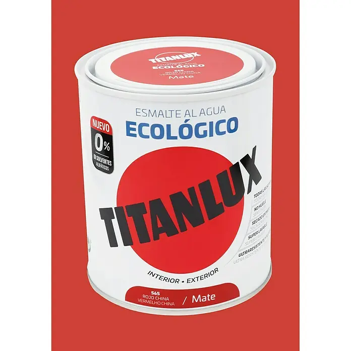 Titanlux Esmalte de color Eco - Rojo China, 750 ml, Mate