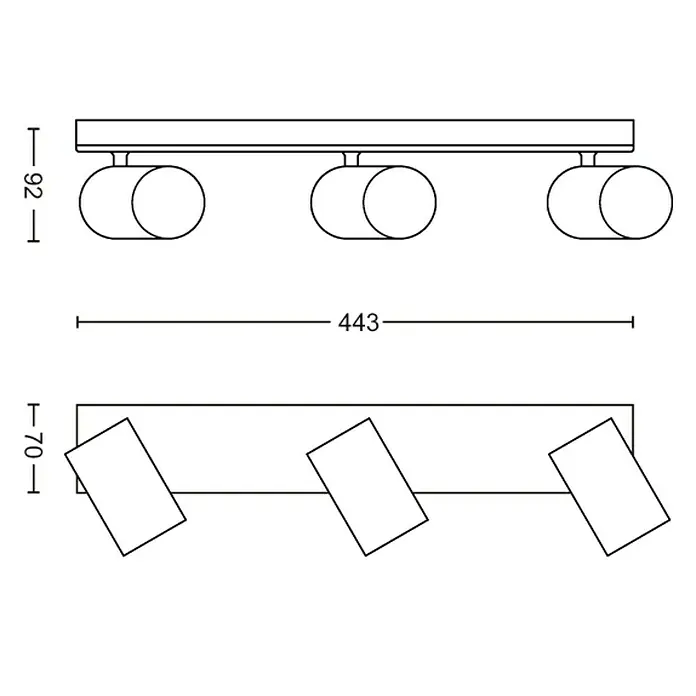 Philips Regleta Kosipo - 10 W, L x An x Al: 9,2 x 44,3 x 11,8 cm, Negro, GU10