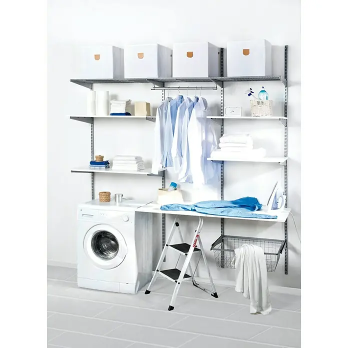 Phönix Wandregal-Set Staxx Diele - L x B x H: 47 x 66 x 223 cm, Traglast: 20 kg/Boden, Weiß/Grau - Stimmungsaufnahme