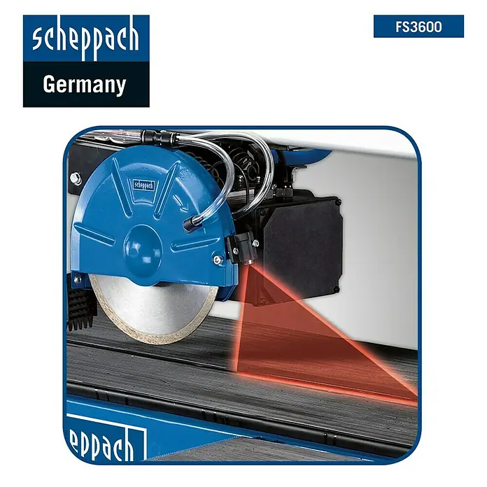 Scheppach Fliesenschneider FS3600 - 900 W, Schnitttiefe: 0 mm - 36 mm - Vorderansicht