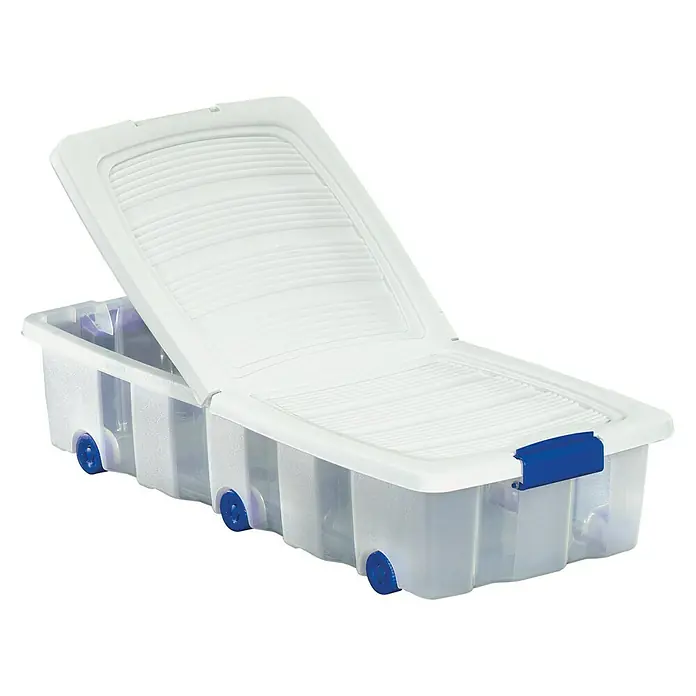 Unterbett-Rollenbox Undercover - L x B x H: 37,8 x 79,3 x 17,5 cm, Geteilter Deckel, Blau/Grün/Pink oder Braun