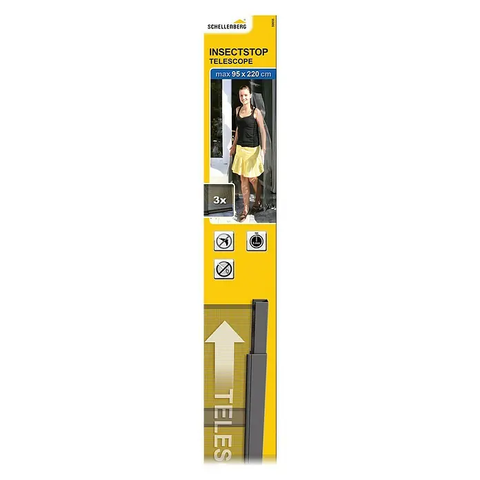 Schellenberg Insektenschutz-Teleskopvorhang - B x H: 70 x 220 cm, Anthrazit, Glasfaserverstärkter Kunststoff (GfK)