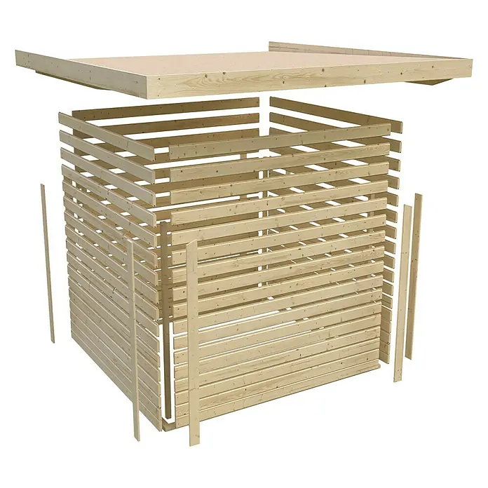 Karibu Gartenhaus Askola - L x B: 246 x 242 cm, Wandstärke: 19 mm, Flachdach, Natur