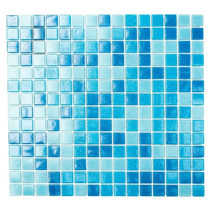 Mosaikfliese Quadrat Mix GM A 321 - 32,7 x 30,5 cm, Blau, Matt - Ansicht von oben