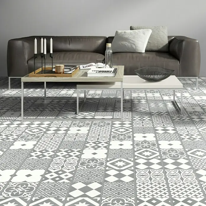 Laminat Portogallo Grigio - 1.286 x 160 x 8 mm, Fliesenoptik - Stimmungsaufnahme